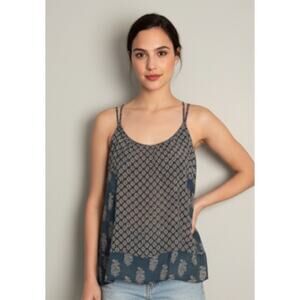 Joie Silk Tank Sleeveless Boho Babe Festival 100% Silk Camisole Blockprint Sz S